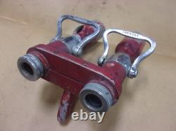 Vtg Rare Elkhart Fire Boss Tuyau Double Buse Chimique à Eau en Laiton Poignée Pistolet Ancienne