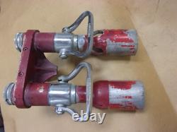 Vtg Rare Elkhart Fire Boss Tuyau Double Buse Chimique à Eau en Laiton Poignée Pistolet Ancienne
