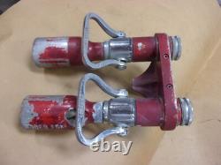 Vtg Rare Elkhart Fire Boss Tuyau Double Buse Chimique à Eau en Laiton Poignée Pistolet Ancienne