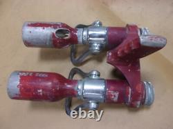 Vtg Rare Elkhart Fire Boss Tuyau Double Buse Chimique à Eau en Laiton Poignée Pistolet Ancienne