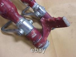 Vtg Rare Elkhart Fire Boss Tuyau Double Buse Chimique à Eau en Laiton Poignée Pistolet Ancienne
