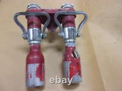 Vtg Rare Elkhart Fire Boss Tuyau Double Buse Chimique à Eau en Laiton Poignée Pistolet Ancienne