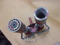 Vtg Rare Elkhart Fire Boss Tuyau Double Buse Chimique à Eau en Laiton Poignée Pistolet Ancienne
