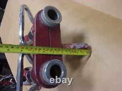Vtg Rare Elkhart Fire Boss Tuyau Double Buse Chimique à Eau en Laiton Poignée Pistolet Ancienne